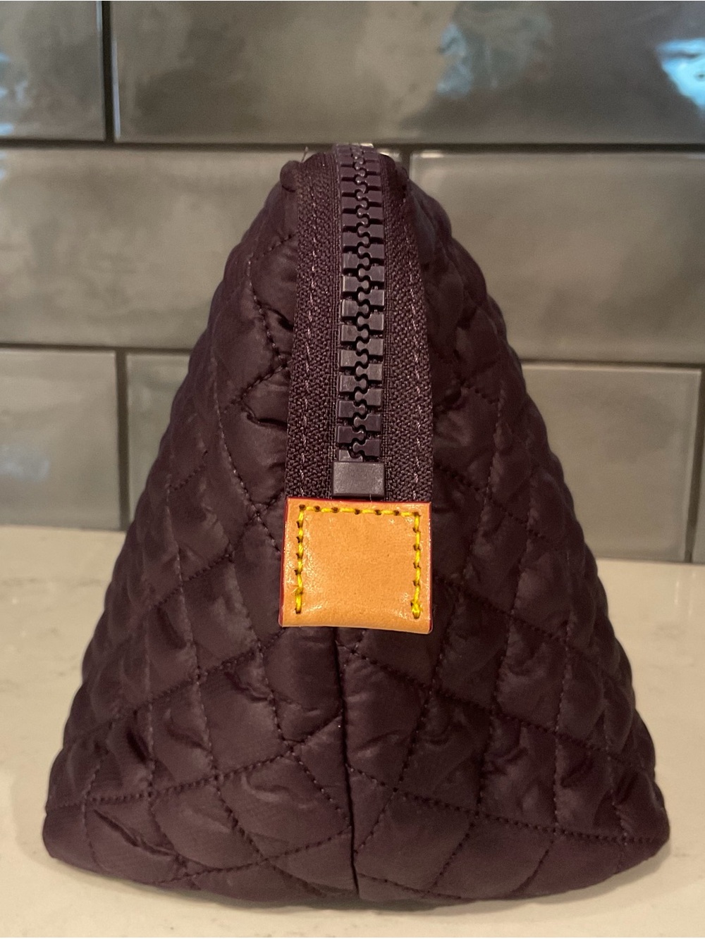 MZ Wallace Large Zoey Zip Pouch Cosmetic Bag Raisin - Picture 5 of 11